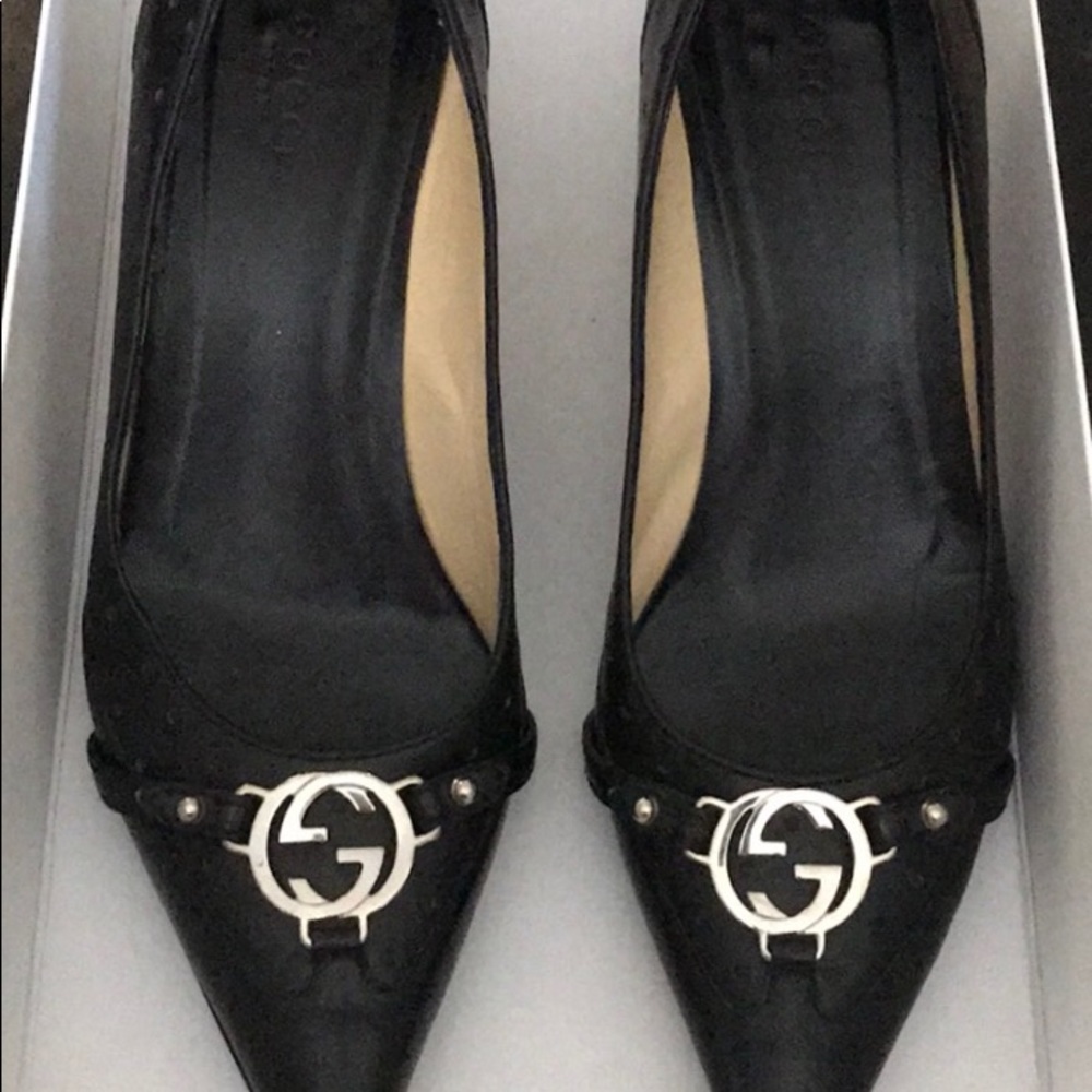 Gucci Black Low Heel Pumps W8 Made in Italy